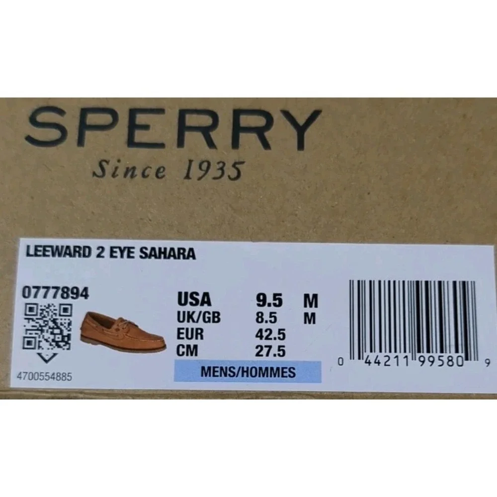 Pre-own‎ SPERRY Top Sider Tan LEATHER Boat Shoe (No Box) Size 9.5M, Men